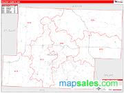 Hickory County, MO <br /> Wall Map <br /> Zip Code <br /> Red Line Style 2025 Map