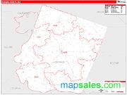 Howard County, MO <br /> Wall Map <br /> Zip Code <br /> Red Line Style 2025 Map