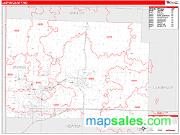 Jasper County, MO <br /> Wall Map <br /> Zip Code <br /> Red Line Style 2025 Map