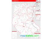 Jefferson County, MO <br /> Wall Map <br /> Zip Code <br /> Red Line Style 2025 Map