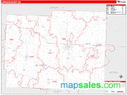 Johnson County, MO <br /> Wall Map <br /> Zip Code <br /> Red Line Style 2025 Map