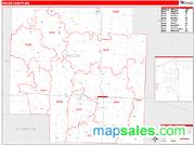 Macon County, MO <br /> Wall Map <br /> Zip Code <br /> Red Line Style 2025 Map