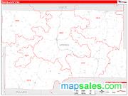 Maries County, MO <br /> Wall Map <br /> Zip Code <br /> Red Line Style 2025 Map