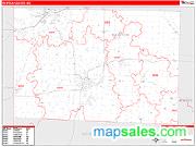Newton County, MO <br /> Wall Map <br /> Zip Code <br /> Red Line Style 2025 Map