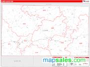 Ozark County, MO <br /> Wall Map <br /> Zip Code <br /> Red Line Style 2025 Map