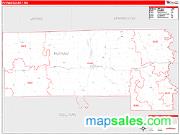 Putnam County, MO <br /> Wall Map <br /> Zip Code <br /> Red Line Style 2025 Map