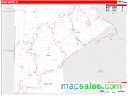 Ralls County, MO <br /> Wall Map <br /> Zip Code <br /> Red Line Style 2025 Map