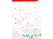 Ray County, MO <br /> Wall Map <br /> Zip Code <br /> Red Line Style 2025 Map