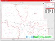 Ripley County, MO <br /> Wall Map <br /> Zip Code <br /> Red Line Style 2025 Map