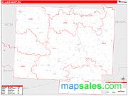 St. Clair County, MO <br /> Wall Map <br /> Zip Code <br /> Red Line Style 2025 Map
