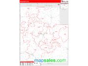 Texas County, MO <br /> Wall Map <br /> Zip Code <br /> Red Line Style 2025 Map
