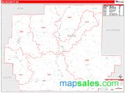 Wayne County, MO <br /> Wall Map <br /> Zip Code <br /> Red Line Style 2025 Map