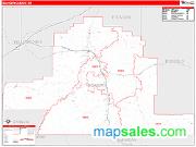 Big Horn County, MT <br /> Wall Map <br /> Zip Code <br /> Red Line Style 2025 Map