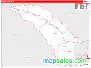 Mineral County, MT <br /> Wall Map <br /> Zip Code <br /> Red Line Style 2025 Map