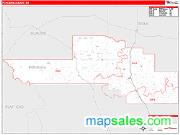 Pondera County, MT <br /> Wall Map <br /> Zip Code <br /> Red Line Style 2025 Map