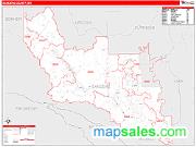 Sanders County, MT <br /> Wall Map <br /> Zip Code <br /> Red Line Style 2025 Map