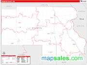 Thurston County, NE <br /> Wall Map <br /> Zip Code <br /> Red Line Style 2025 Map