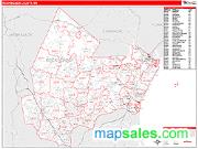 Rockingham County, NH <br /> Wall Map <br /> Zip Code <br /> Red Line Style 2025 Map