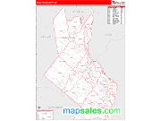 Strafford County, NH <br /> Wall Map <br /> Zip Code <br /> Red Line Style 2025 Map