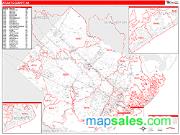 Atlantic County, NJ <br /> Wall Map <br /> Zip Code <br /> Red Line Style 2025 Map