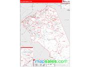 Burlington County, NJ <br /> Wall Map <br /> Zip Code <br /> Red Line Style 2025 Map