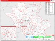 Mercer County, NJ <br /> Wall Map <br /> Zip Code <br /> Red Line Style 2025 Map