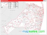 Monmouth County, NJ <br /> Wall Map <br /> Zip Code <br /> Red Line Style 2025 Map
