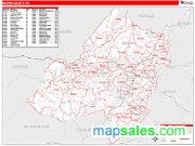 Morris County, NJ <br /> Wall Map <br /> Zip Code <br /> Red Line Style 2025 Map
