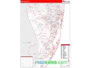 Ocean County, NJ <br /> Wall Map <br /> Zip Code <br /> Red Line Style 2025 Map