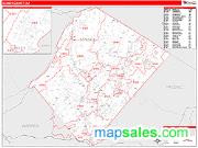 Sussex County, NJ <br /> Wall Map <br /> Zip Code <br /> Red Line Style 2025 Map