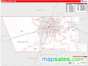 Bernalillo County, NM <br /> Wall Map <br /> Zip Code <br /> Red Line Style 2025 Map