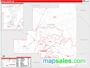 Lincoln County, NM <br /> Wall Map <br /> Zip Code <br /> Red Line Style 2025 Map