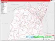 Albany County, NY <br /> Wall Map <br /> Zip Code <br /> Red Line Style 2025 Map