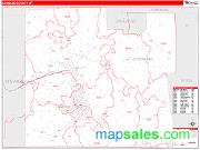 Chemung County, NY <br /> Wall Map <br /> Zip Code <br /> Red Line Style 2025 Map