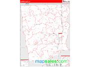 Clinton County, NY <br /> Wall Map <br /> Zip Code <br /> Red Line Style 2025 Map