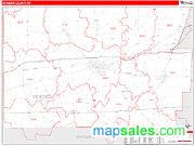 Genesee County, NY <br /> Wall Map <br /> Zip Code <br /> Red Line Style 2025 Map