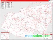 Greene County, NY <br /> Wall Map <br /> Zip Code <br /> Red Line Style 2025 Map
