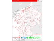 Jefferson County, NY <br /> Wall Map <br /> Zip Code <br /> Red Line Style 2025 Map