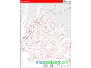 Kings County, NY <br /> Wall Map <br /> Zip Code <br /> Red Line Style 2025 Map
