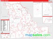 Madison County, NY <br /> Wall Map <br /> Zip Code <br /> Red Line Style 2025 Map