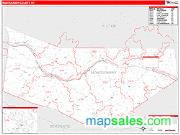 Montgomery County, NY <br /> Wall Map <br /> Zip Code <br /> Red Line Style 2025 Map