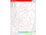 Rensselaer County, NY <br /> Wall Map <br /> Zip Code <br /> Red Line Style 2025 Map