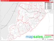 Richmond County, NY <br /> Wall Map <br /> Zip Code <br /> Red Line Style 2025 Map