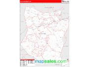 Schoharie County, NY <br /> Wall Map <br /> Zip Code <br /> Red Line Style 2025 Map