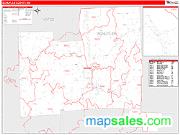 Schuyler County, NY <br /> Wall Map <br /> Zip Code <br /> Red Line Style 2025 Map