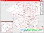 Ulster County, NY <br /> Wall Map <br /> Zip Code <br /> Red Line Style 2025 Map