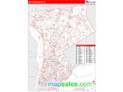 Westchester County, NY <br /> Wall Map <br /> Zip Code <br /> Red Line Style 2025 Map