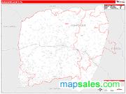Alexander County, NC <br /> Wall Map <br /> Zip Code <br /> Red Line Style 2025 Map