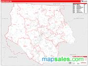 Ashe County, NC <br /> Wall Map <br /> Zip Code <br /> Red Line Style 2025 Map