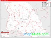 Bladen County, NC <br /> Wall Map <br /> Zip Code <br /> Red Line Style 2025 Map